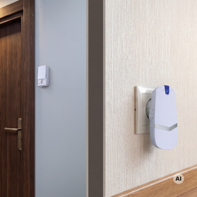 Bezprzewodowy dzwonek bateryjny OCEAN 230V IP44/20 biały 05035 IDEUS (05035)